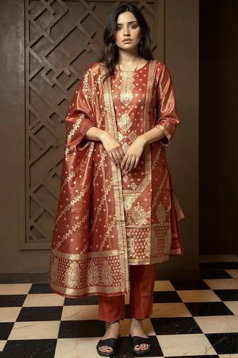 Women Ethnic Motifs Regular Kurta with Trousers & Dupatta