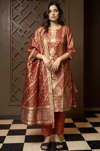 Women Ethnic Motifs Regular Kurta with Trousers & Dupatta