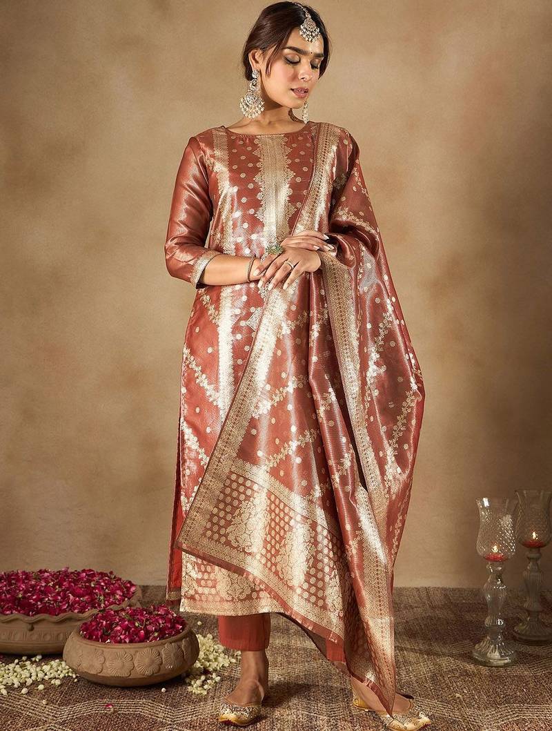 Women Ethnic Motifs Regular Kurta with Trousers & Dupatta