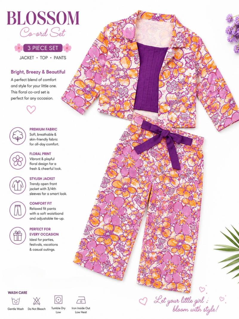 Girls floral 3pc co-ords