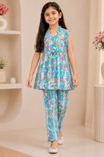 Sky blue floral co-ords