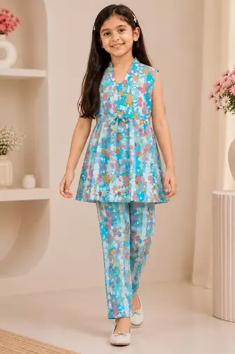 Sky blue floral co-ords
