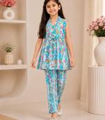 Sky blue floral co-ords
