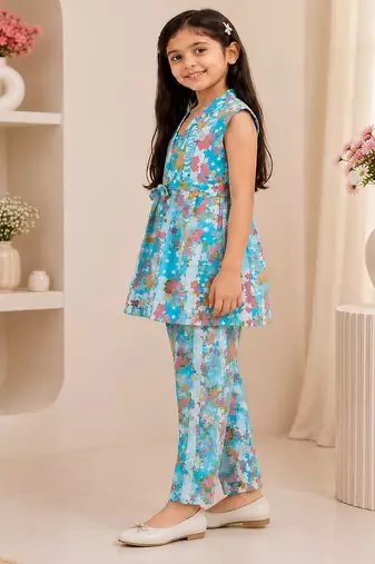 Sky blue floral co-ords
