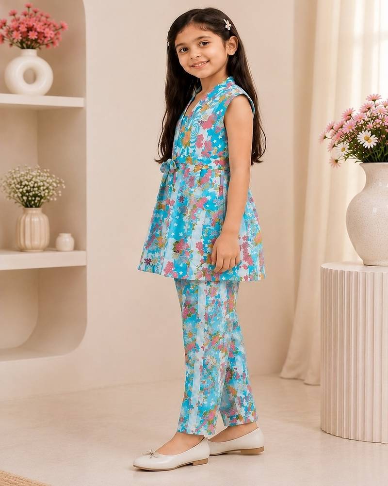 Sky blue floral co-ords