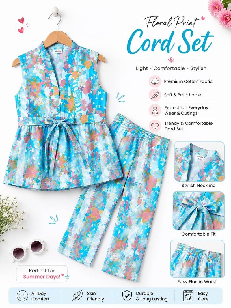 Sky blue floral co-ords