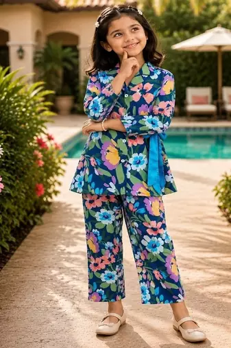 Blue printed co-ords