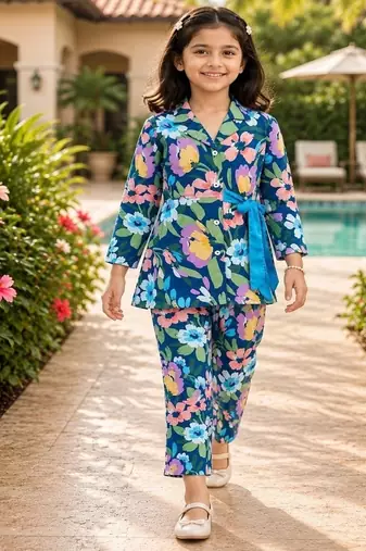 Blue printed co-ords