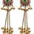 Women gold-toned & pink antique kashmiri floral stud earrings with ghungroo drop tassels