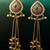 Women gold-toned & pink antique kashmiri floral stud earrings with ghungroo drop tassels