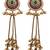 Women gold-toned & pink antique kashmiri floral stud earrings with ghungroo drop tassels