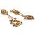 Women gold-toned & pink antique kashmiri floral stud earrings with ghungroo drop tassels