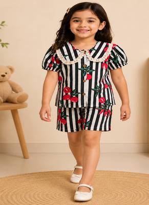 Girls black fruit co-ord 1