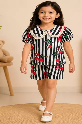 Girls black fruit co-ord