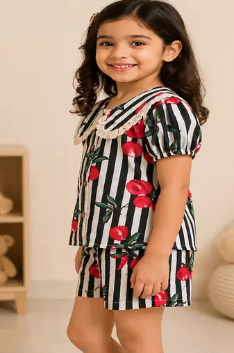 Girls black fruit co-ord