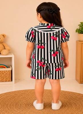 Girls black fruit co-ord 3