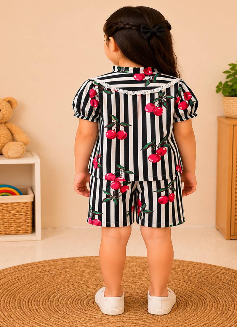 Girls black fruit co-ord