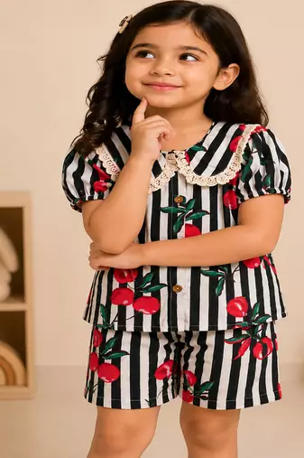 Girls black fruit co-ord