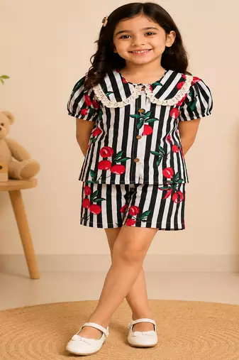 Girls black fruit co-ord