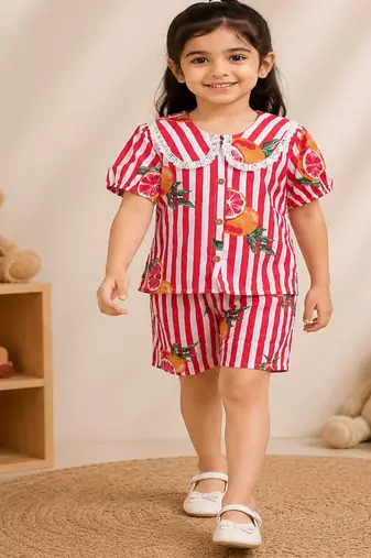 Girls red fruit co-ord set