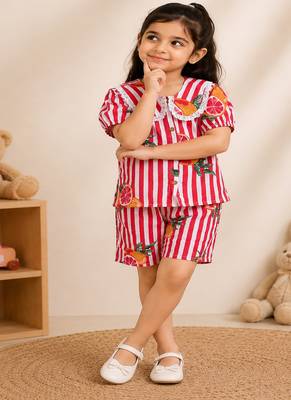 Girls red fruit co-ord set 2