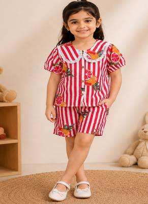 Girls red fruit co-ord set 3