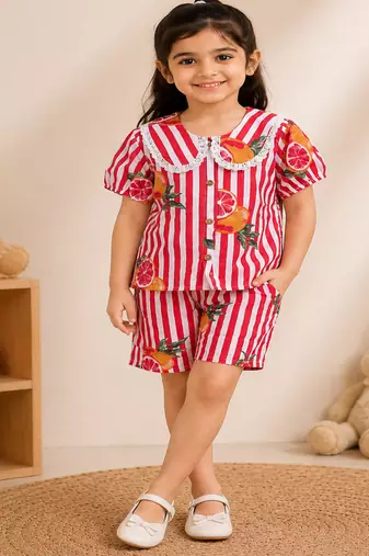 Girls red fruit co-ord set