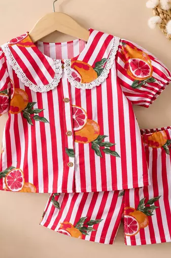 Girls red fruit co-ord set