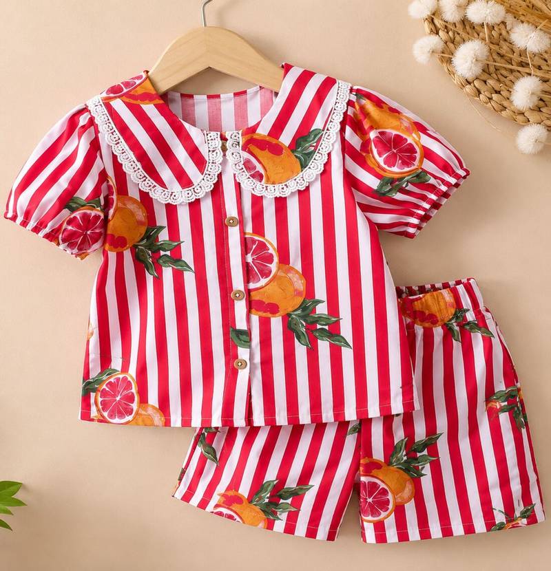 Girls red fruit co-ord set