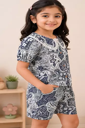Girls black abstract set