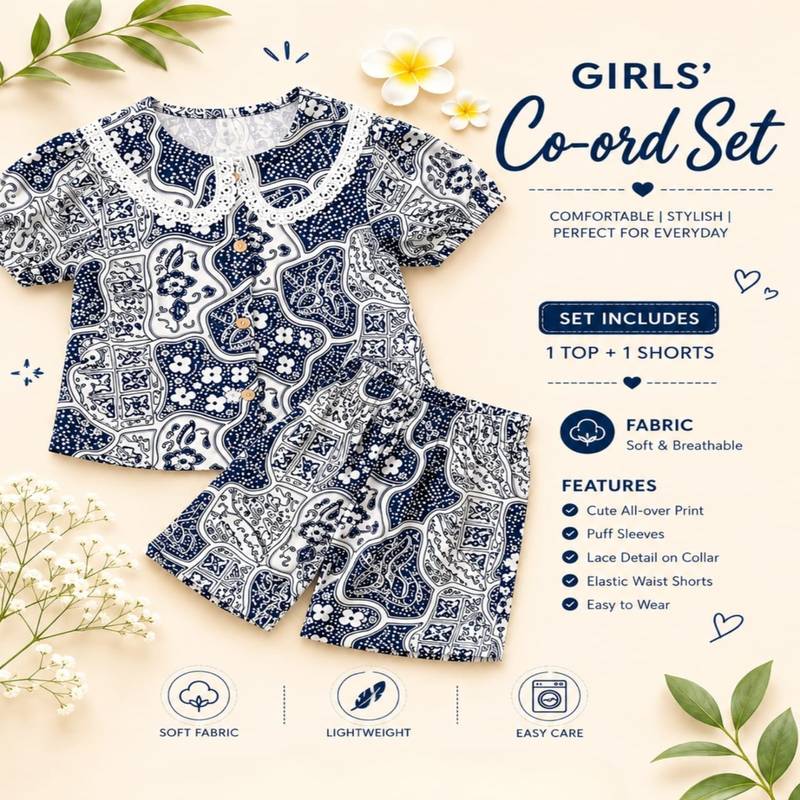 Girls black abstract set