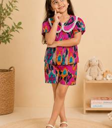 Girls pink ikkat co-ord