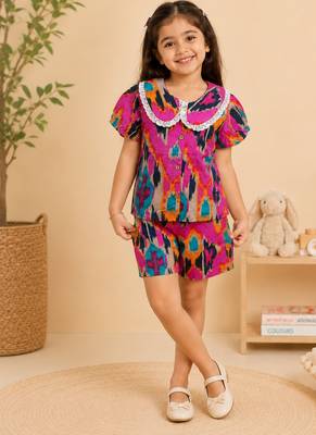 Girls pink ikkat co-ord 2