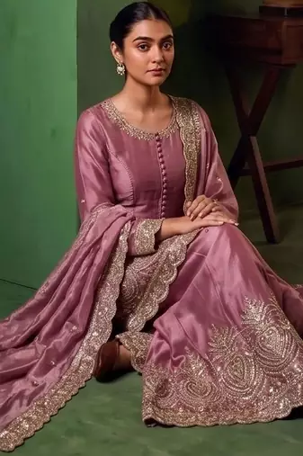 Women Ethnic Motifs Embroidered Empire Thread Work Kurta with Sharara & With Dupatta