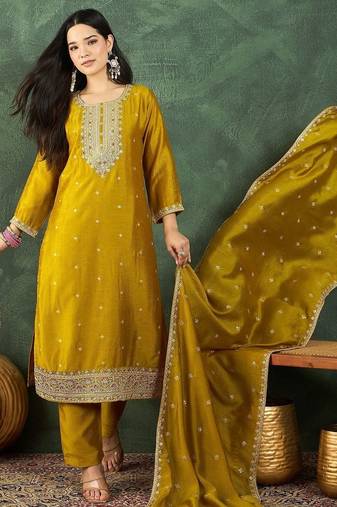 Women Ethnic Motifs Embroidered Regular Thread Work Kurta with Salwar & With Dupatta