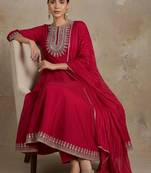 Women Ethnic Motifs Embroidered Regular Thread Work Kurta with Trousers & With Dupatta