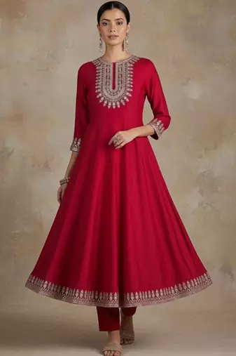 Women Ethnic Motifs Embroidered Regular Thread Work Kurta with Trousers & With Dupatta