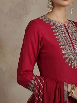 Women Ethnic Motifs Embroidered Regular Thread Work Kurta with Trousers & With Dupatta 4