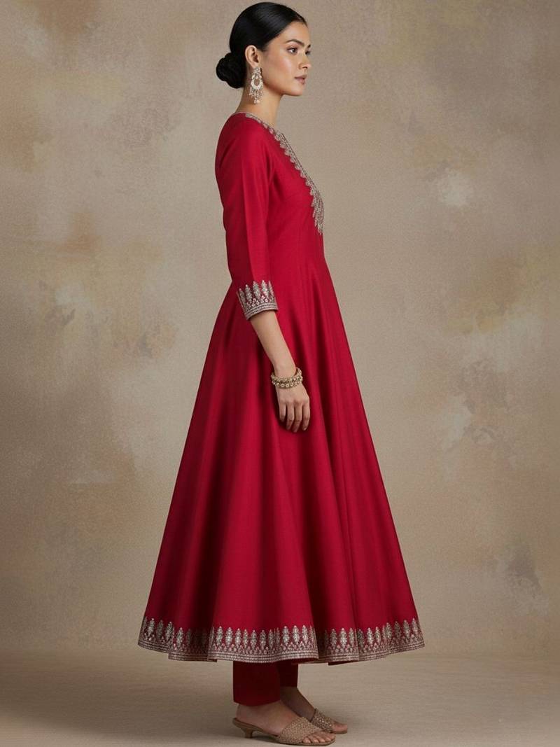 Women Ethnic Motifs Embroidered Regular Thread Work Kurta with Trousers & With Dupatta