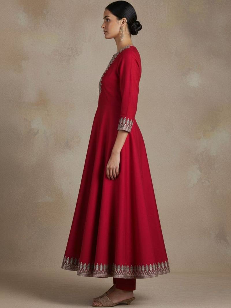 Women Ethnic Motifs Embroidered Regular Thread Work Kurta with Trousers & With Dupatta