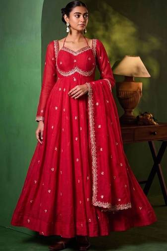 Women Ethnic Motifs Embroidered Empire Kurta with Pyjamas & With Dupatta