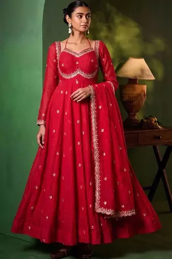 Women Ethnic Motifs Embroidered Empire Kurta with Pyjamas & With Dupatta