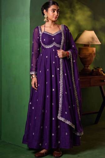 Women Ethnic Motifs Embroidered Empire Kurta with Pyjamas & With Dupatta