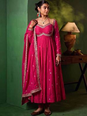 Women Ethnic Motifs Embroidered Empire Thread Work Kurta with Churidar & With Dupatta 1