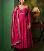 Women Ethnic Motifs Embroidered Empire Thread Work Kurta with Churidar & With Dupatta