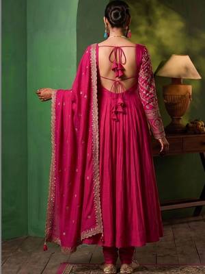 Women Ethnic Motifs Embroidered Empire Thread Work Kurta with Churidar & With Dupatta 2