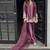 Onion embroidery work silk crepe patiala pant suit set with net dupatta
