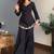 Black embroidery work silk crepe palazzo salwar suit set with organza silk dupatta