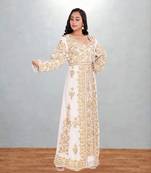 White & Gold Embroidered Moroccan Kaftan Dress