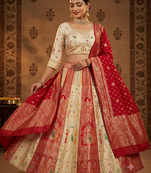 Red embroidered sequin lehenga choli with blouse